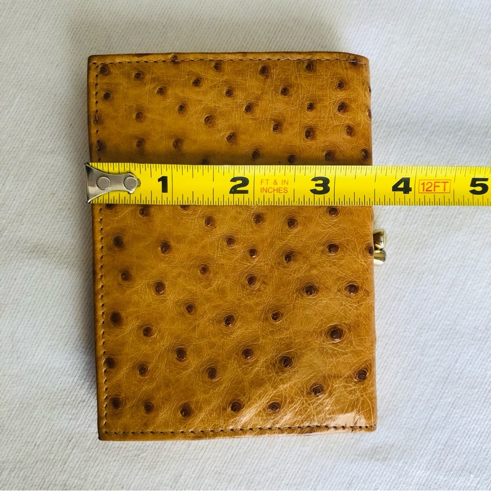 Like new gold Ostrich leather bi fold wallet 🔥 - Picture 9 of 12